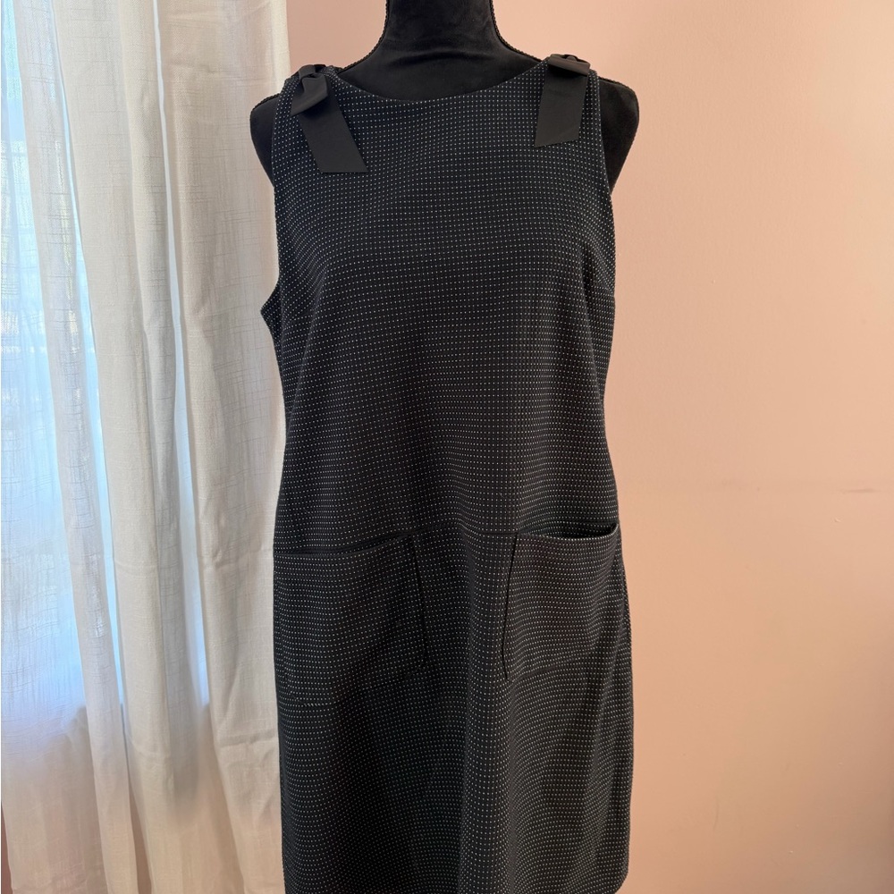 Elle Black Bow Shoulder Mini Dress Size S Sleeveless Pocket Dress